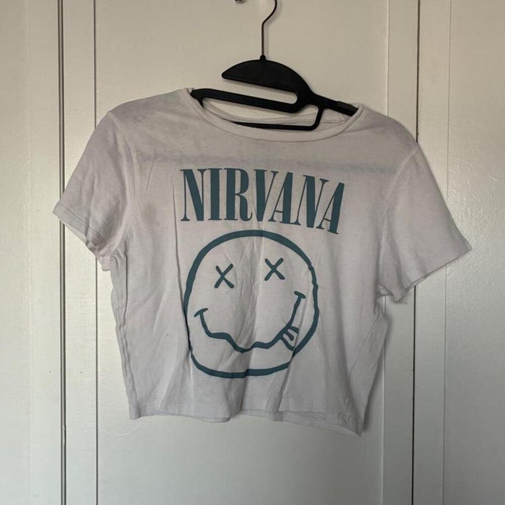 Nirvana cropped cotton tee with